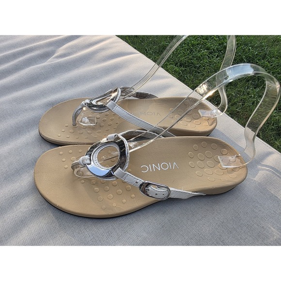 Vionic Shoes - Vionic Women Size 7 White Karina Arch Support Comfort Slip on Tong Sandals
